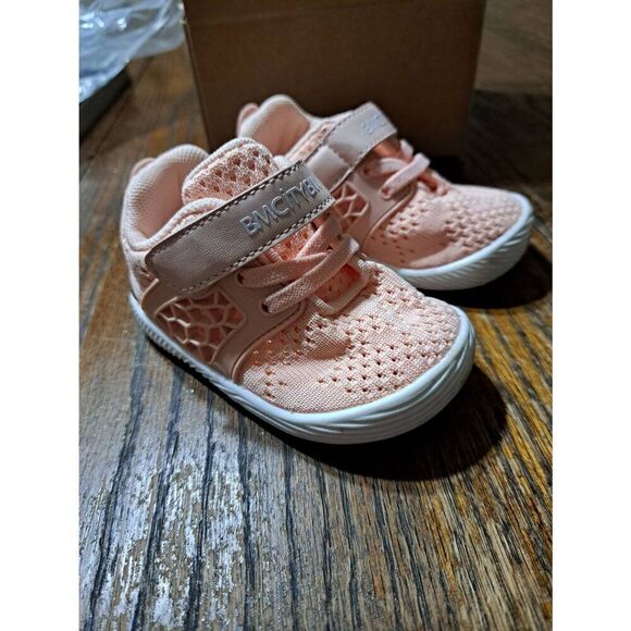 12-18 Mn BM City BM Infant Girls Pink Hook Loop Lightweight Breathable Sneakers - Picture 1 of 6